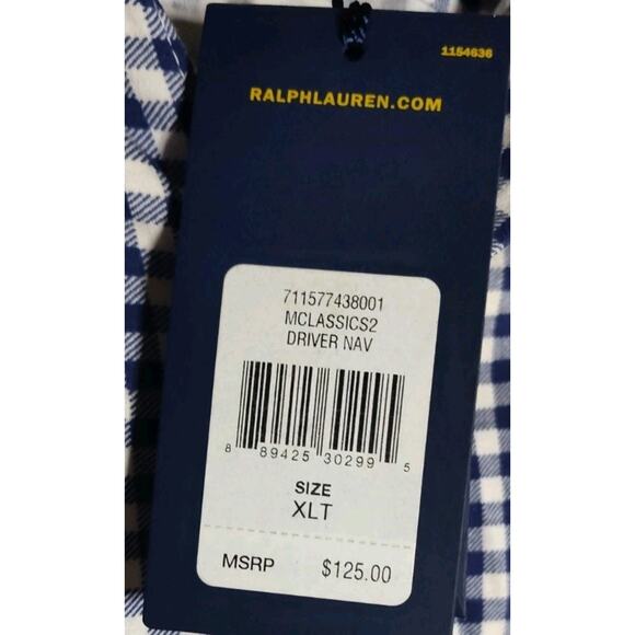 Ralph Lauren Navy Paid Men's Casual Button Down Polo Shirt Size XLT - Picture 5 of 6